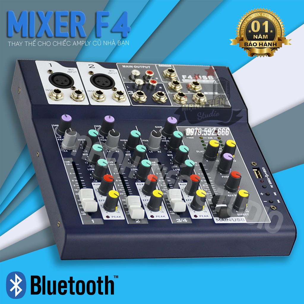 Bàn trộn Mixer Yamaha F4 Pro - Tích hợp vang số 16 chế độ vang - Tích hợp soundcard livestream-( BẢO HÀNH 12 THÁNG )