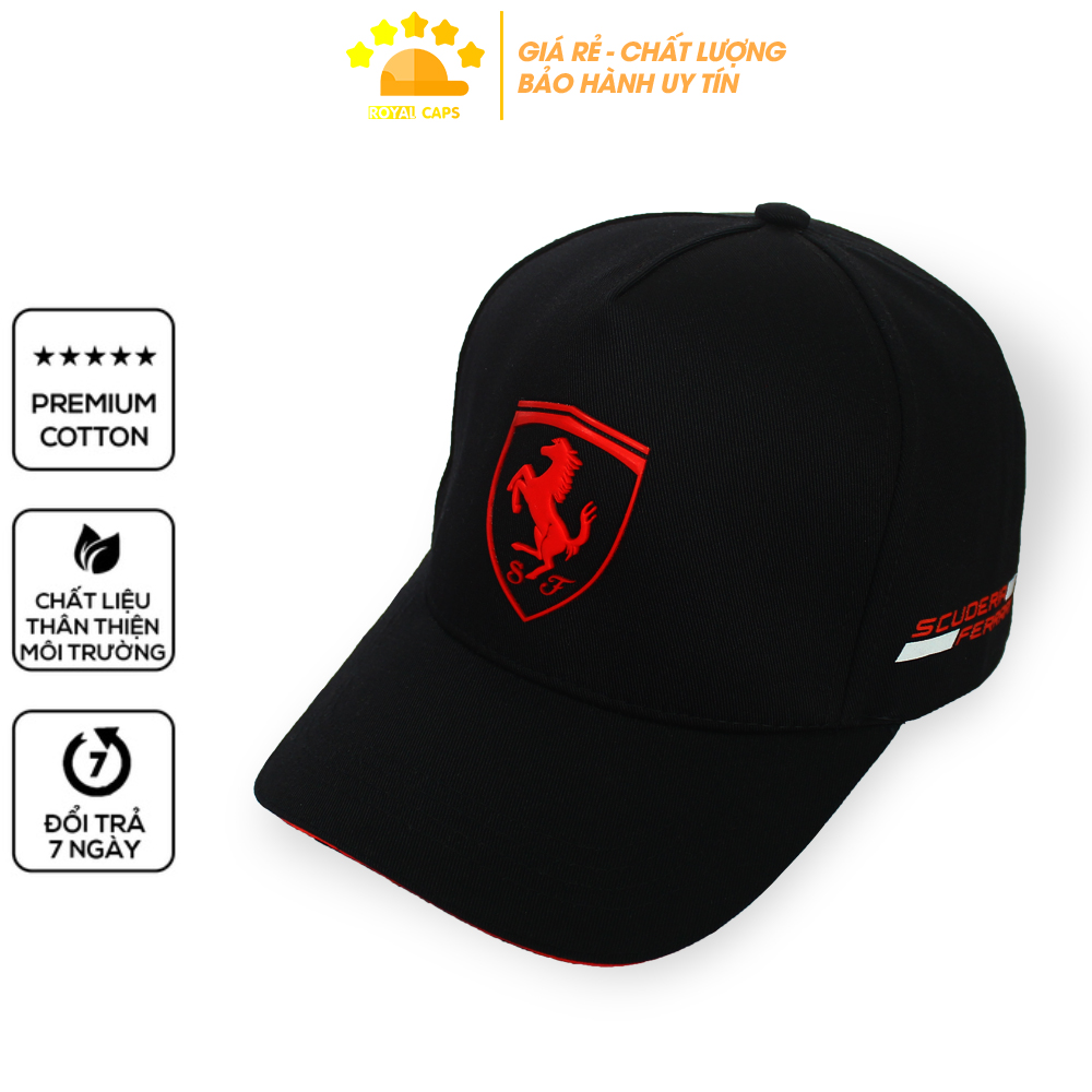 [FREESHIP] Mũ Lưỡi Trai Nam Nón Kết Nữ Logo Ferrari Đen Có Tem Mác Vải Kaki Cotton Hàn Cao Cấp - Royal Caps