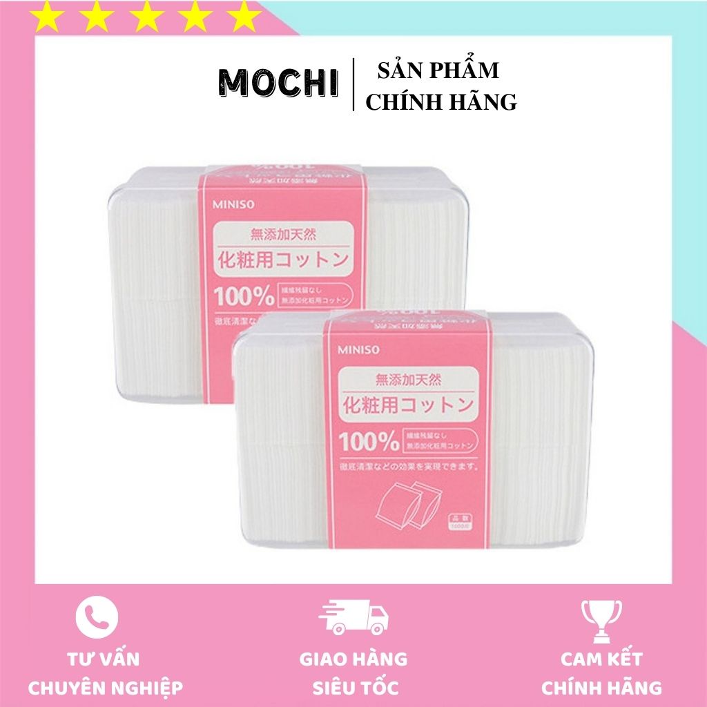 Bông tẩy trang miniso nhật bản hộp 1000 miếng, chuyên dùng đắp nước hoa hồng,lotion