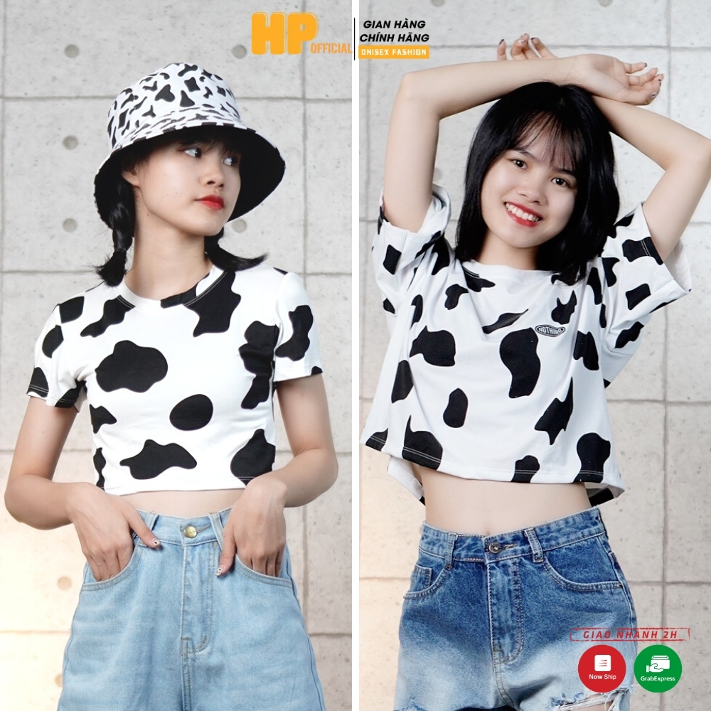 Áo Croptop Bò Sữa phong cách Ulzzang hottrend 2 kiểu form ôm và form rộng