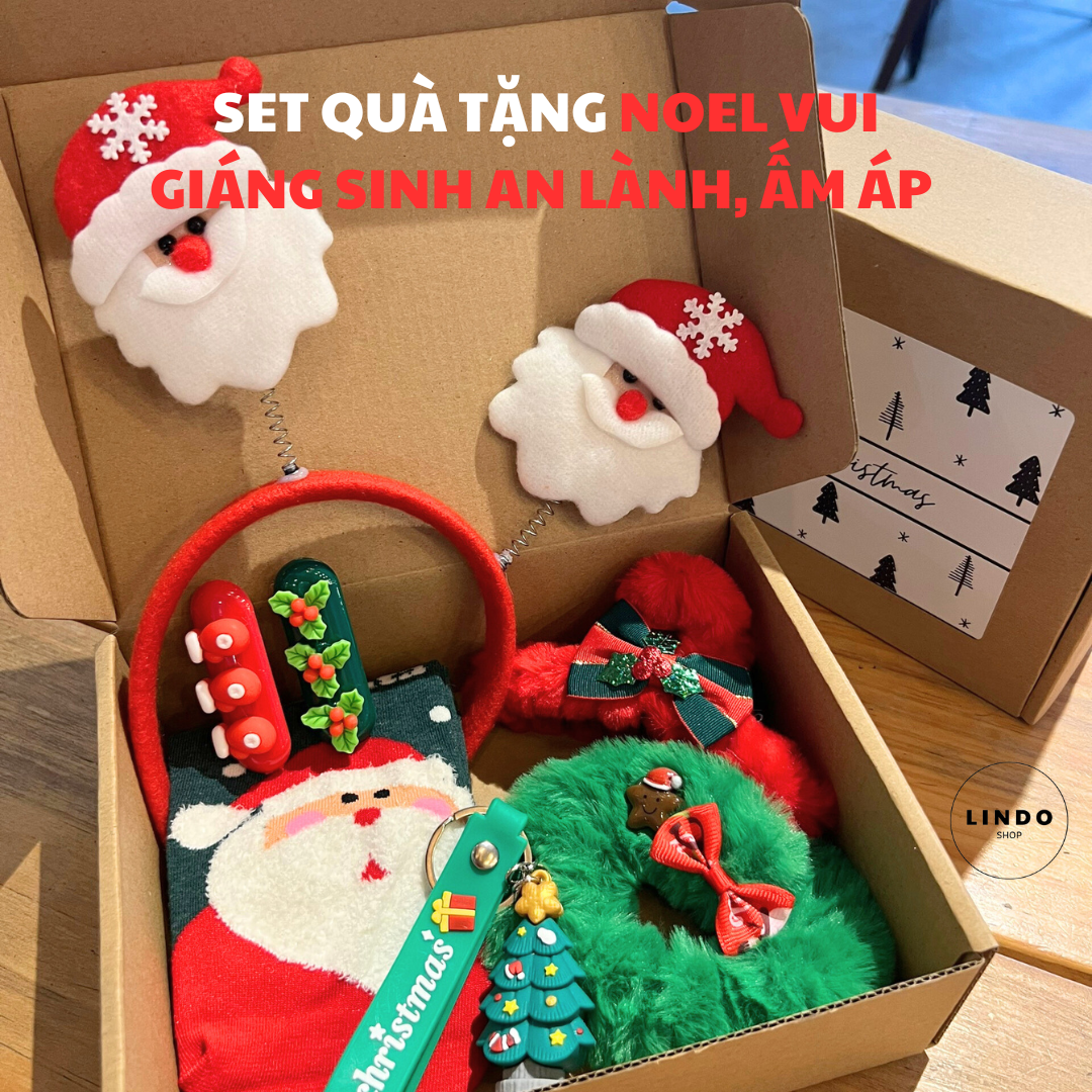 Set quà tặng noel vui lindo, quà tặng giáng sinh, phụ kiện noel xinh xắn, đáng yêu