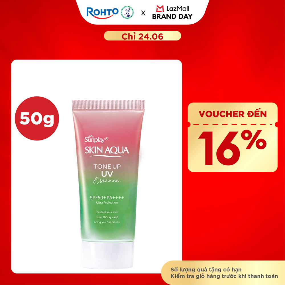 Kem chống nắng nâng tông Skin Aqua Tone up Rose cho da trắng, khuyết điểm xanh hoặc tái xanh, dạng tinh chất Sunplay Skin Aqua Tone Up UV Essence Rose SPF 50+ PA++++ 50g