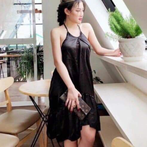 Đầm yếm phi lụa chất vải cực mát -nauy