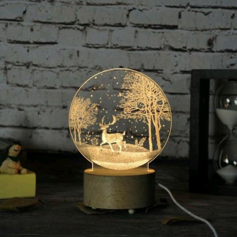 Đèn ngủ decor phòng, đèn ngủ led 3d, đèn trang trí phòng ngủ 3 chế độ sáng