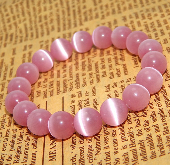 [HCM]Vòng tay phong thủy đá Opal mắt mèo hồng 10 ly mix cầu vàng hợp mệnh Hỏa