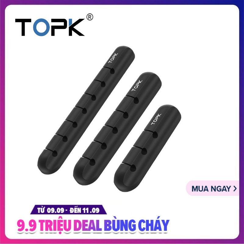 Bộ kẹp giữ dây cáp usb silicon topk cuộn quấn dây cáp máy tính để bàn gọn gàng quản lý đoạn cáp chủ cho chuột dây tai nghe