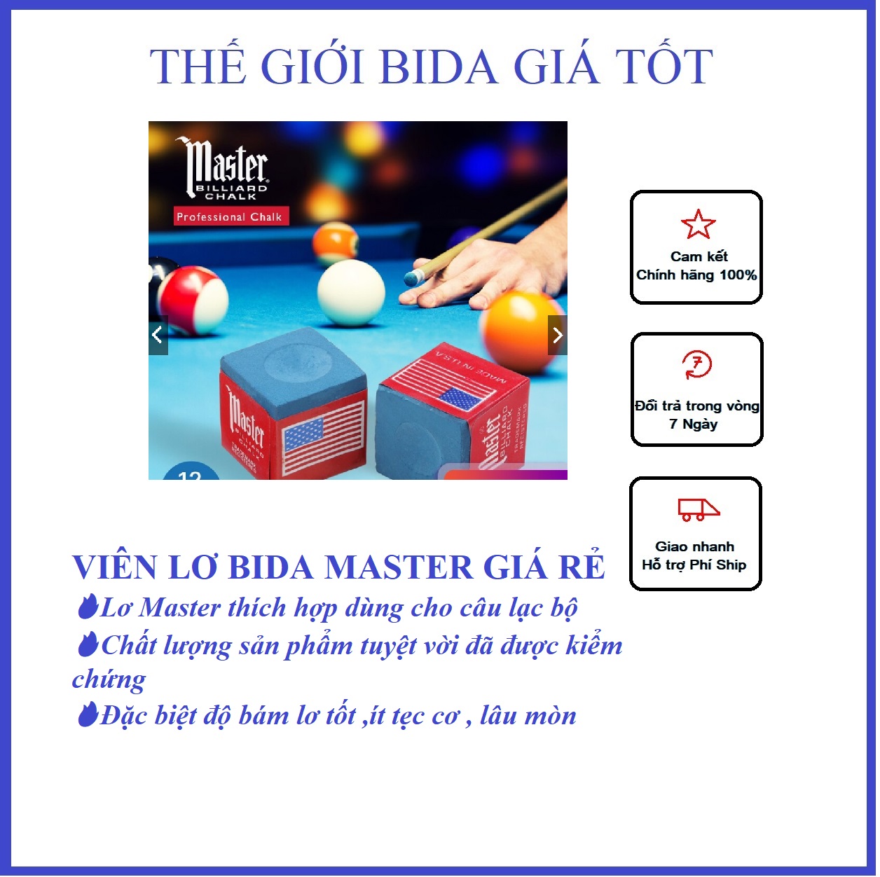 Lơ bida | cục lơ bida | nơ bida master | giá rẻ dành cho các câu lạc bộ bida