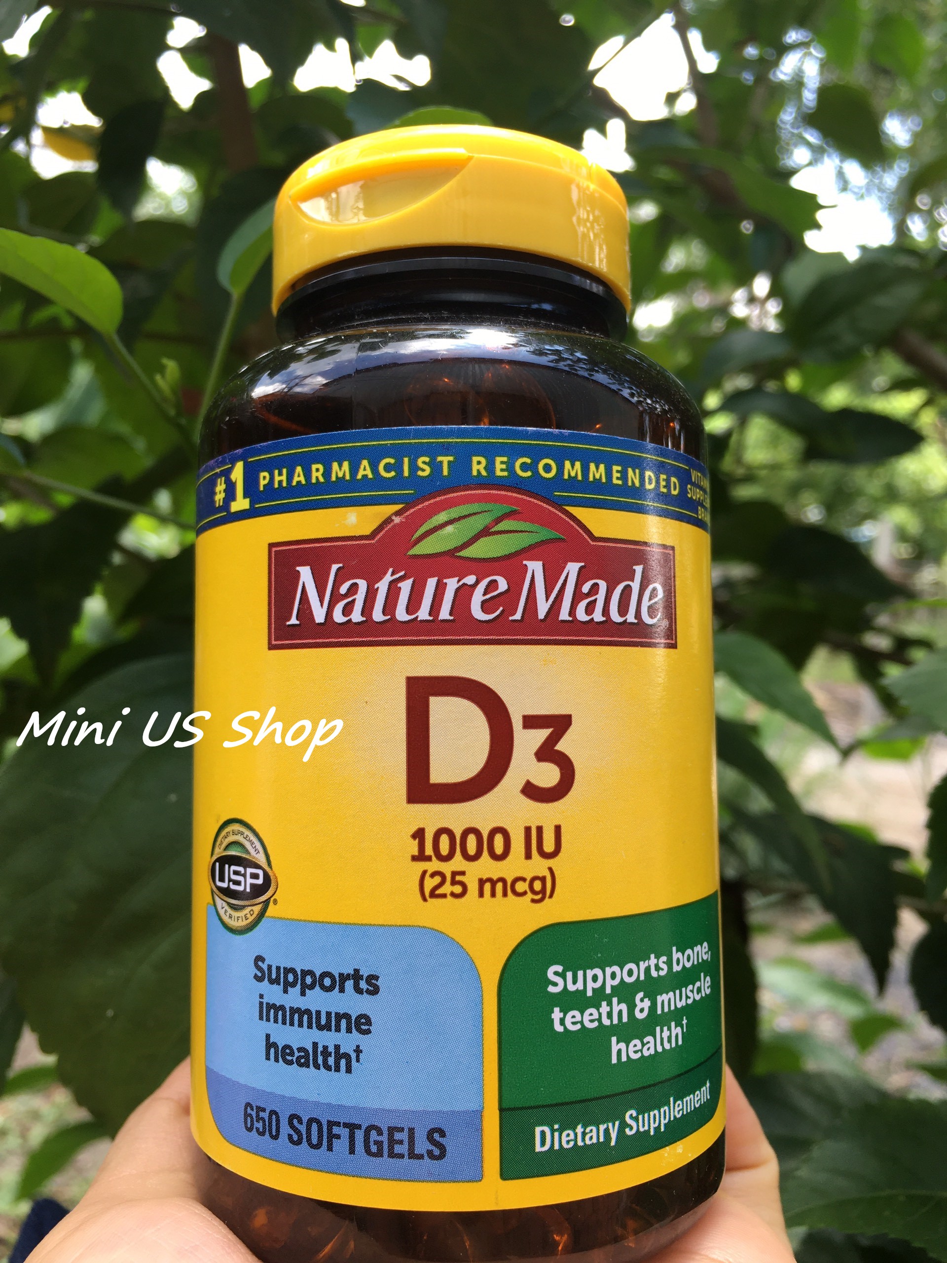 [HÀNG MỸ] Viên uống bổ sung Vitamin D3 25 mcg Nature Made - 650 viên