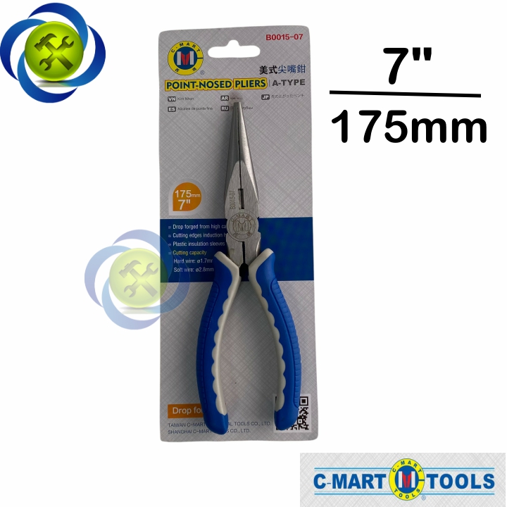 Kìm nhọn c-mart b0015-7 loại 7inch dài 175mm - c-mart b0015-7