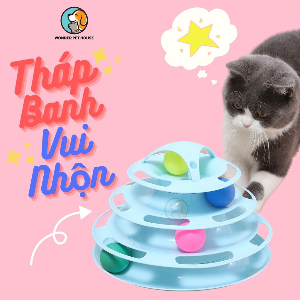 Tháp banh đồ chơi cho mèo 4 tầng cao cấp