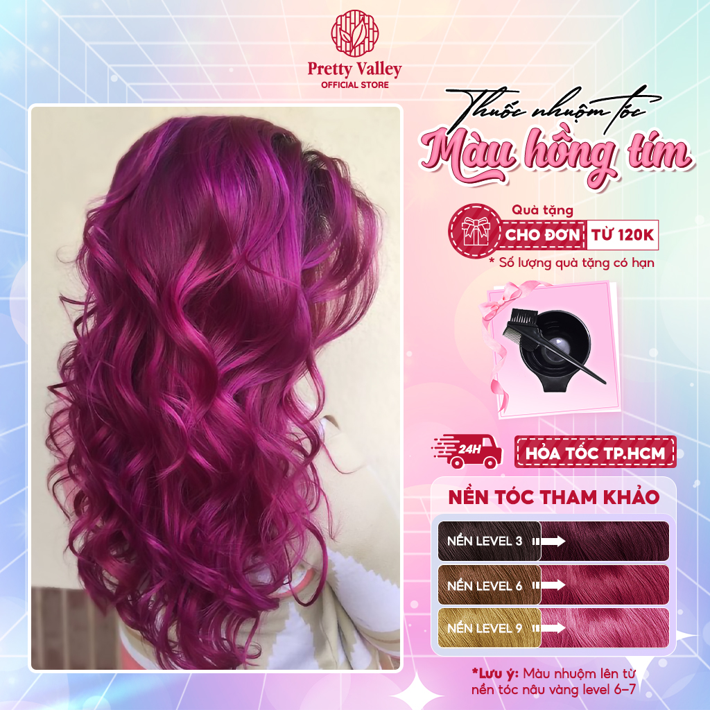 Thuốc nhuộm tóc, thuốc nhuộm màu HỒNG TÍM Molokai siêu dưỡng - Pretty Valley Hair