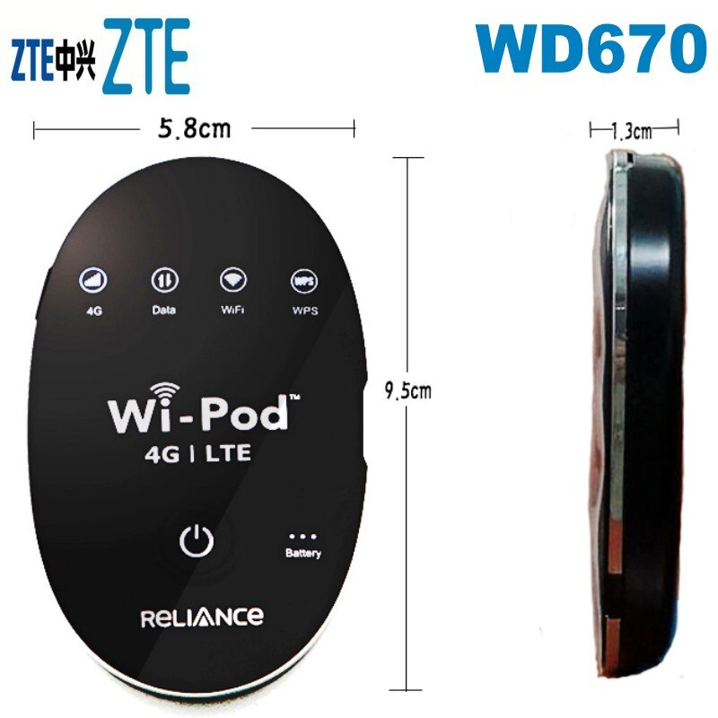 Bộ Phát Wifi Không Dây , Cục Phát Wifi Mini , Wifi Bỏ Túi Zte Wd670 Lte ,  Wifi Di Động Hotspot Di Động Modem 4G / 3G Khe Cắm Thẻ Sim Với 31 Người Dùng.