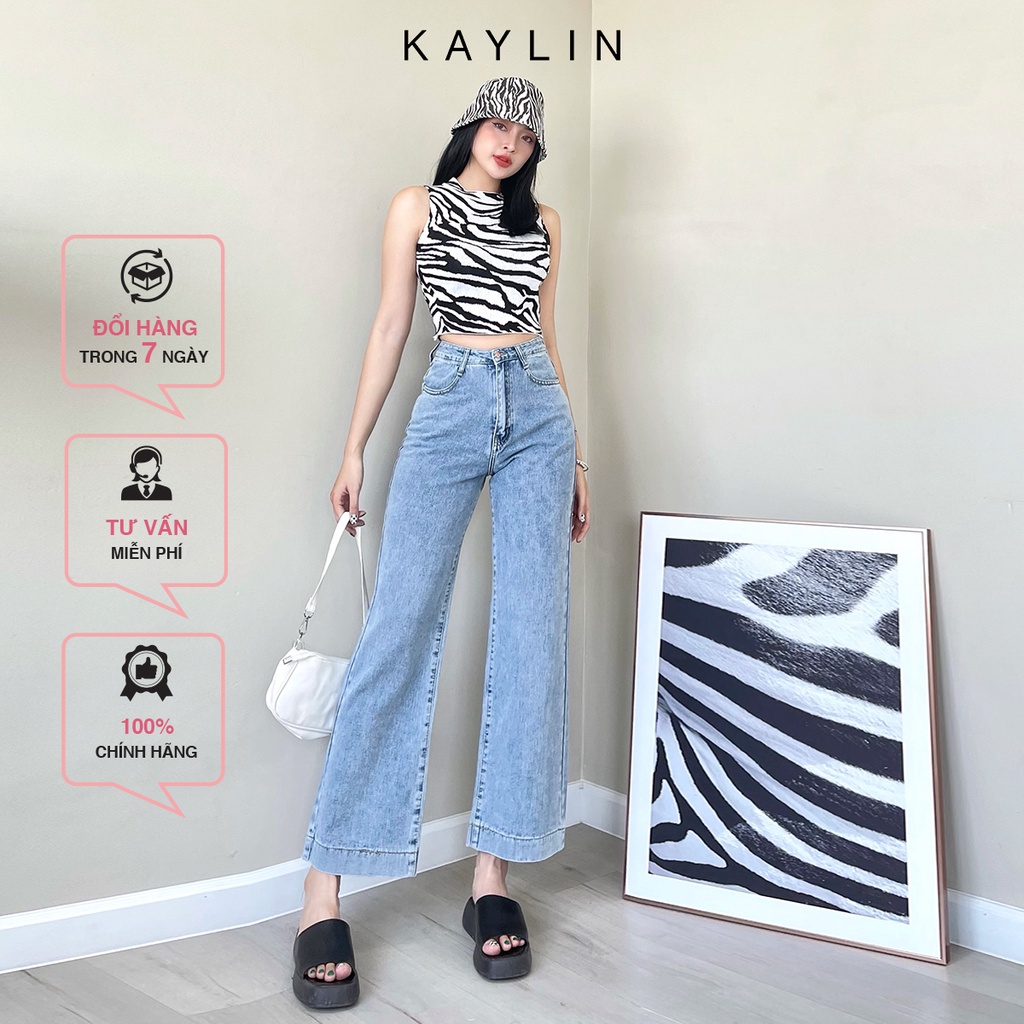 Quần jean dáng suông trơn phòng cách kaylin - n1687