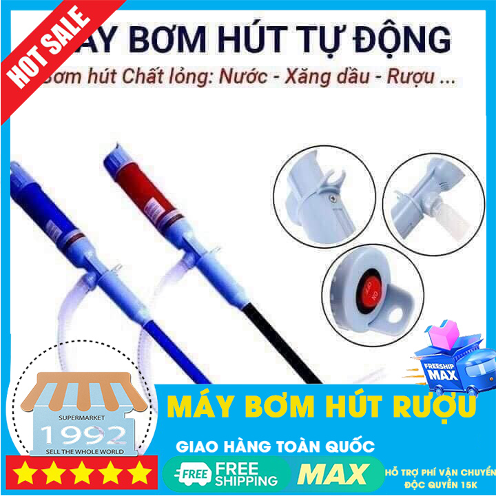 Máy Hút Rượu- Máy bơm nước mini siêu thị 1992 Bơm hút nước tự động nước, chất lỏng, hóa chất đủ loại Máy mini chạy pin tự động chỉ 1 nút bấm