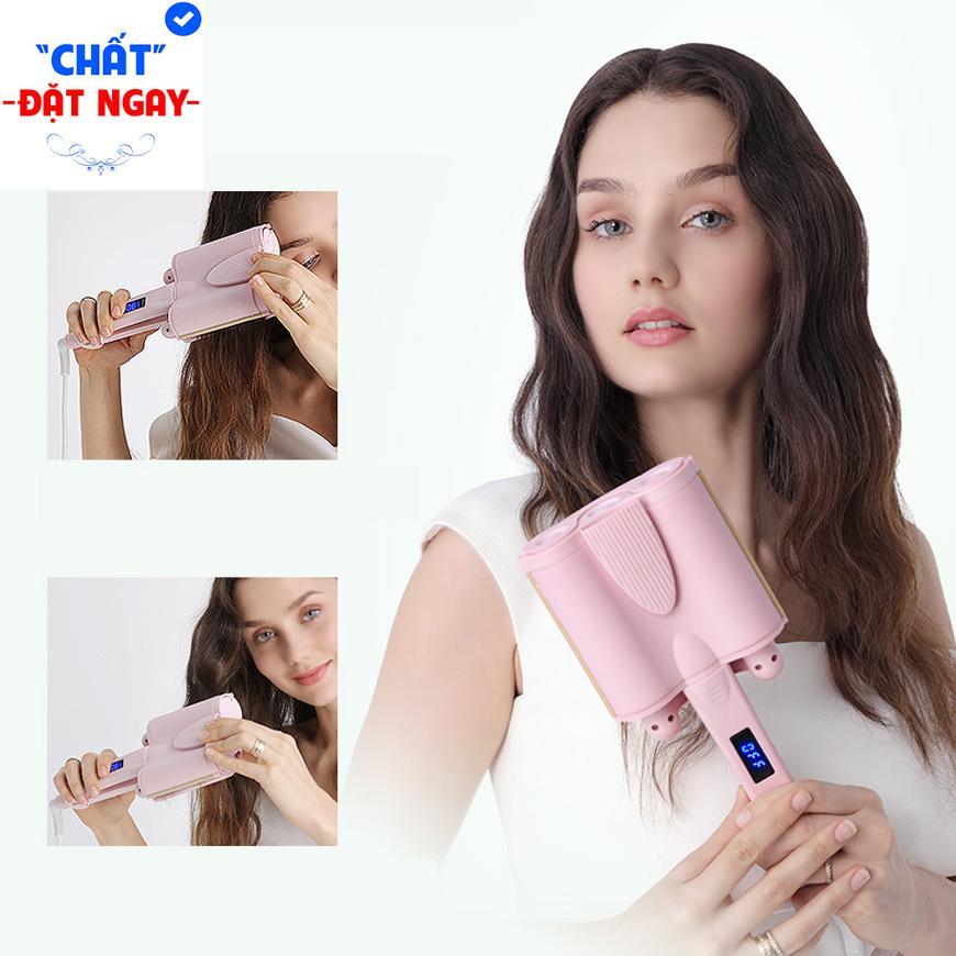 Bán Máy Làm Xoăn Tóc, Máy Làm Tóc Xoăn Sóng Nước 3 Trục Lcd 15 Mức Chỉnh Nhiệt Độ - Kẹp 3 Càng, Trục Máy Kín Giúp Giữ Nước, Chống Hỏng Tóc, Bảo Hành 1 Đổi 1