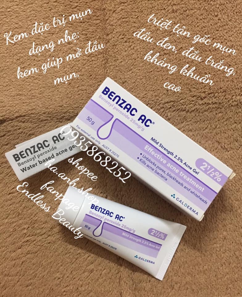 Kem mụn Benzac AC 50g 2.5%- diệt mụn đầu đen, đầu trắng