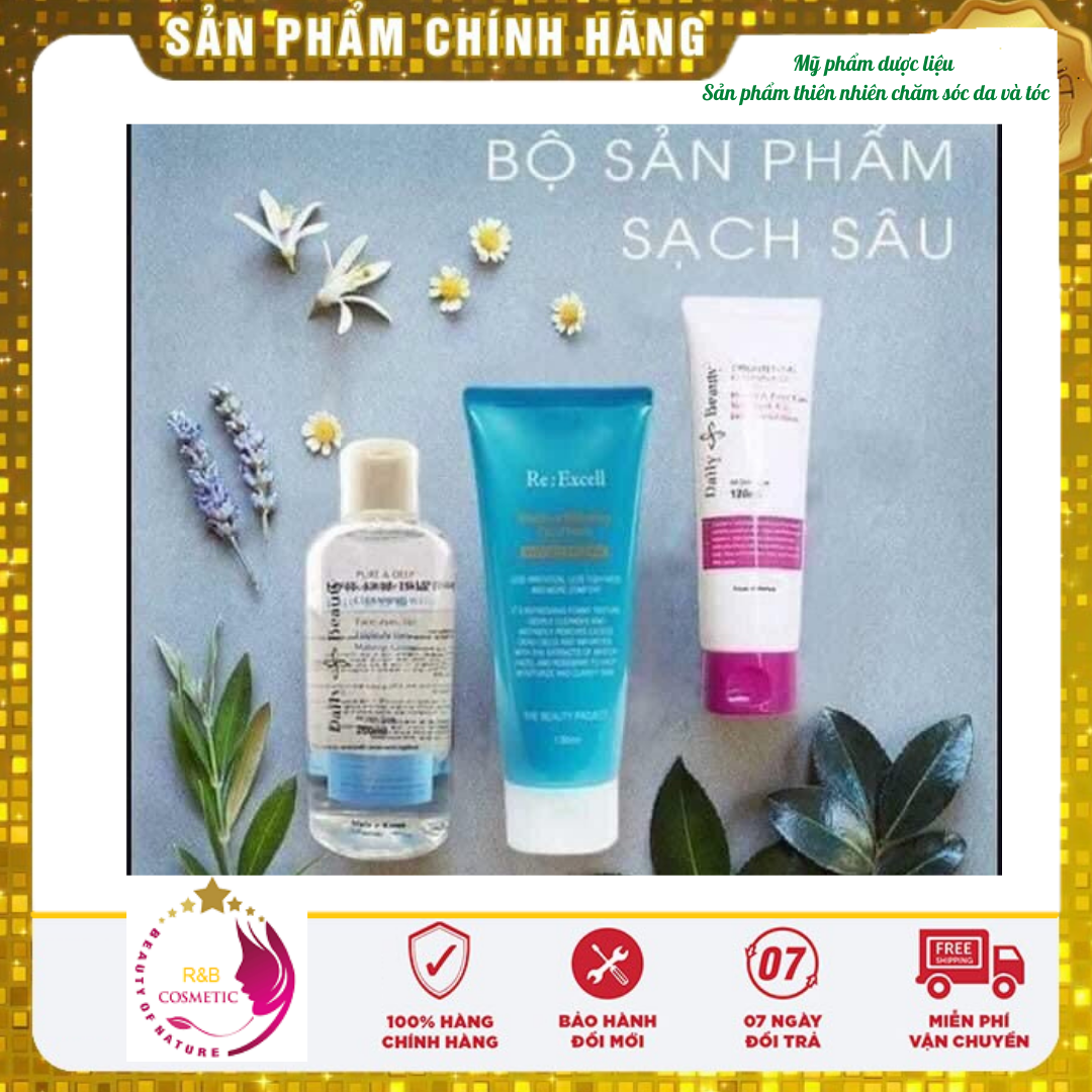 R&B -Combo bộ ba làm sạch da( tẩy da chết, sữa rửa mặt, tẩy trang)