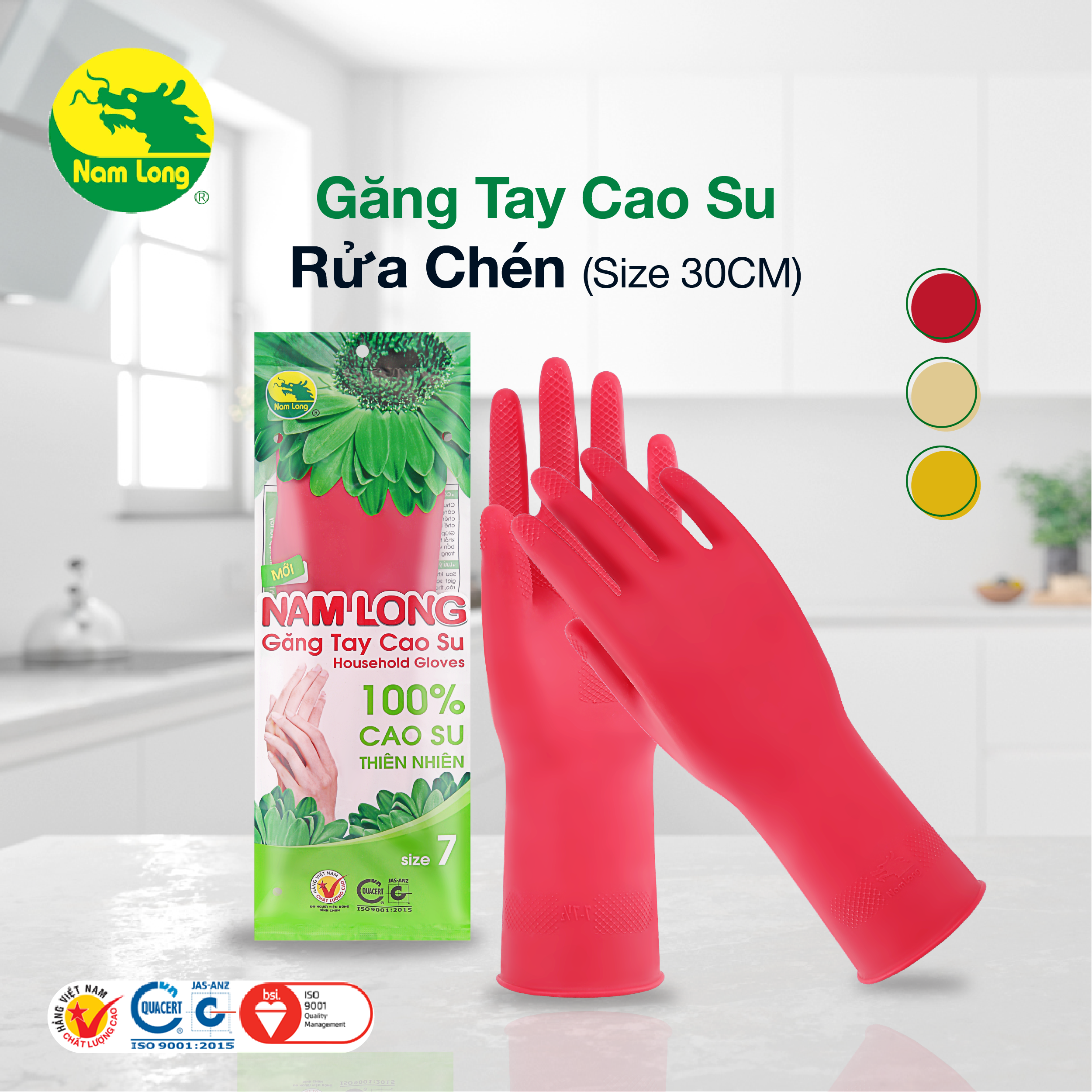 Găng tay cao su rửa chén, giặt đồ, lau chùi, làm bếp - găng tay cao su nam long - giao màu ngẫu nhiên