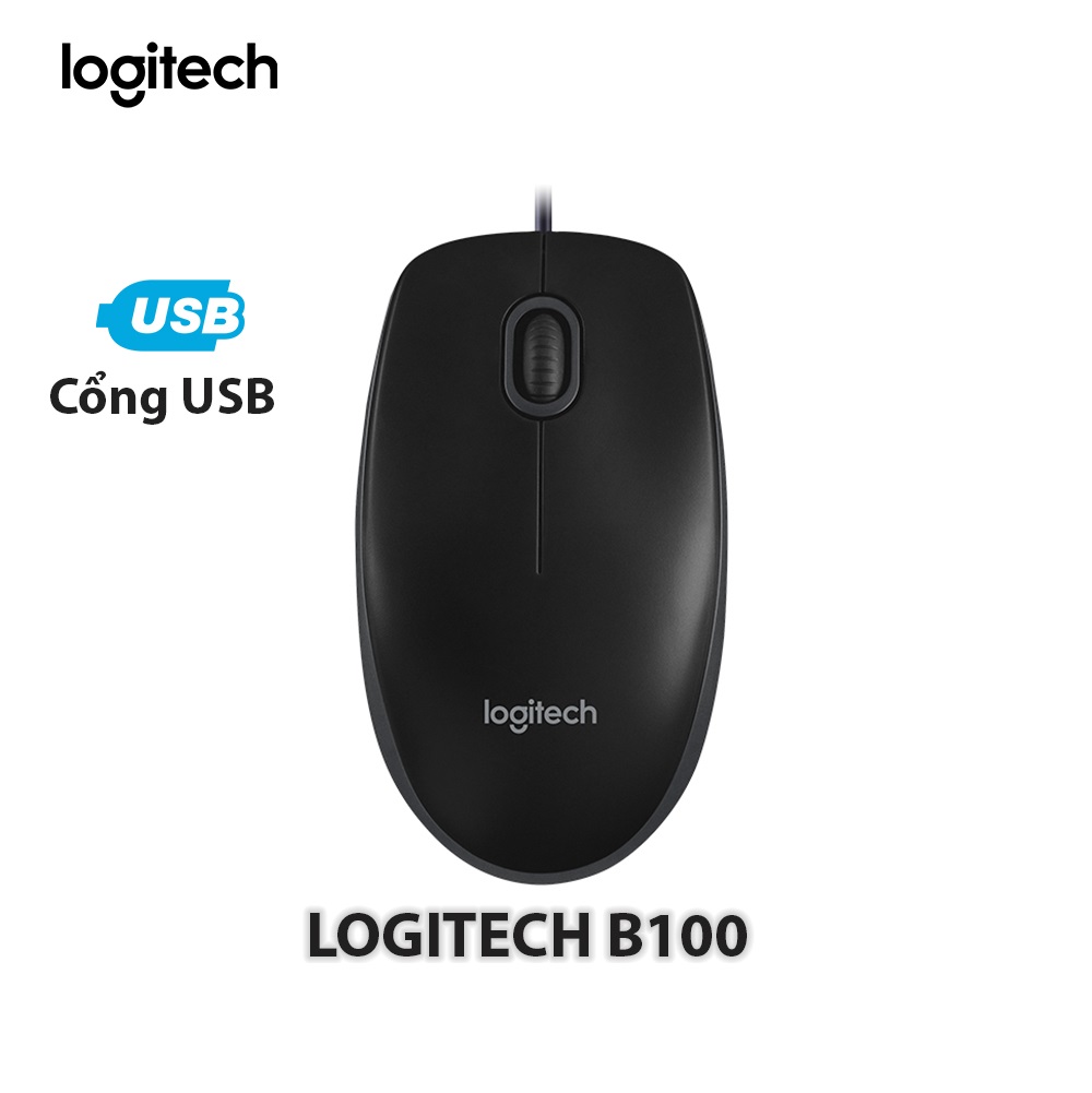 Chuột máy tính có dây logitech b100 cổng usb - hãng phân phối chinh thức