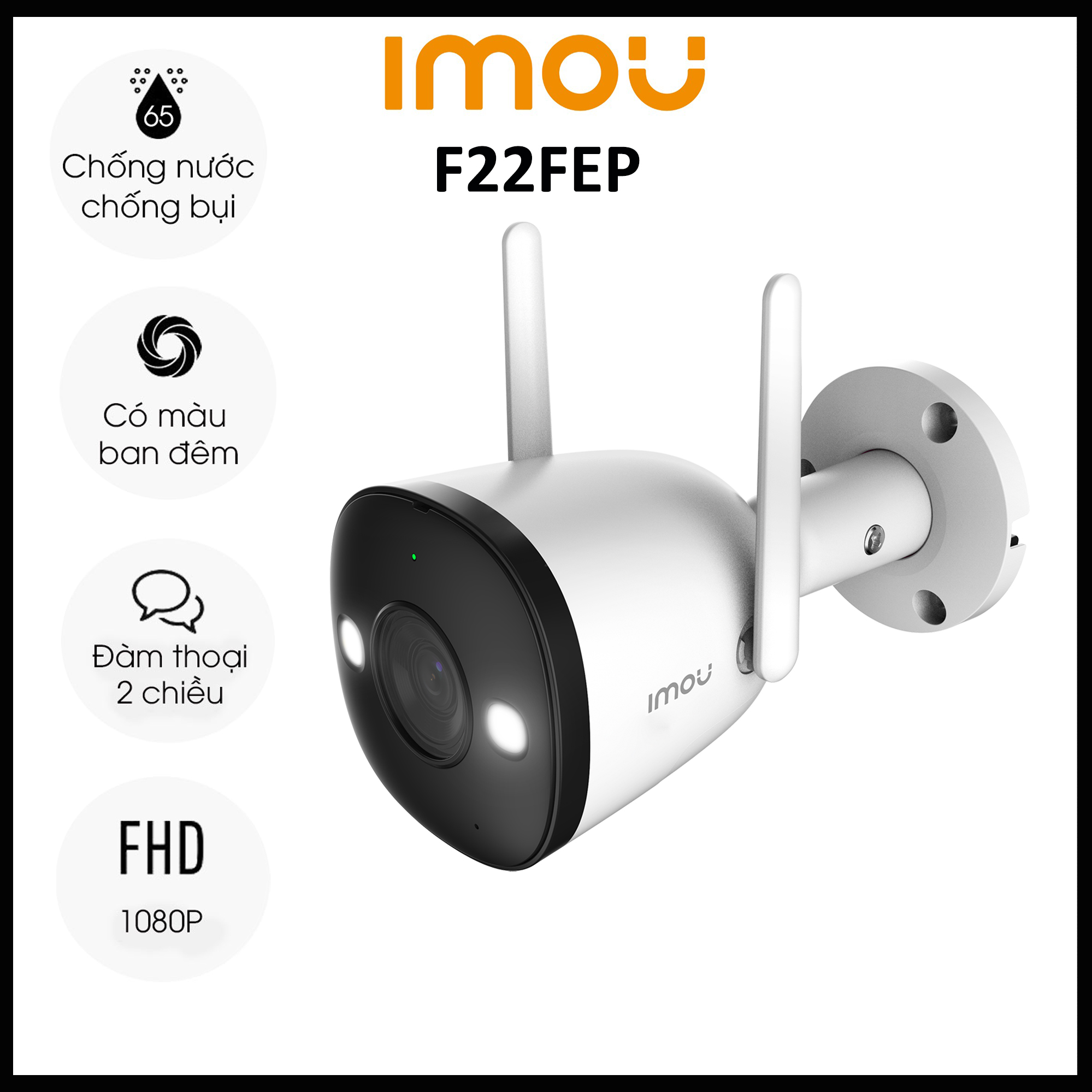 Camera IMOU F22FEP 2M 1080p - Thu Âm- Ban Đêm Có Màu- Đàm Thoại 2 Chiều- Góc Nhìn Siêu Rộng - Wifi Ngoài Trời Chính Hãng BAO SỈ