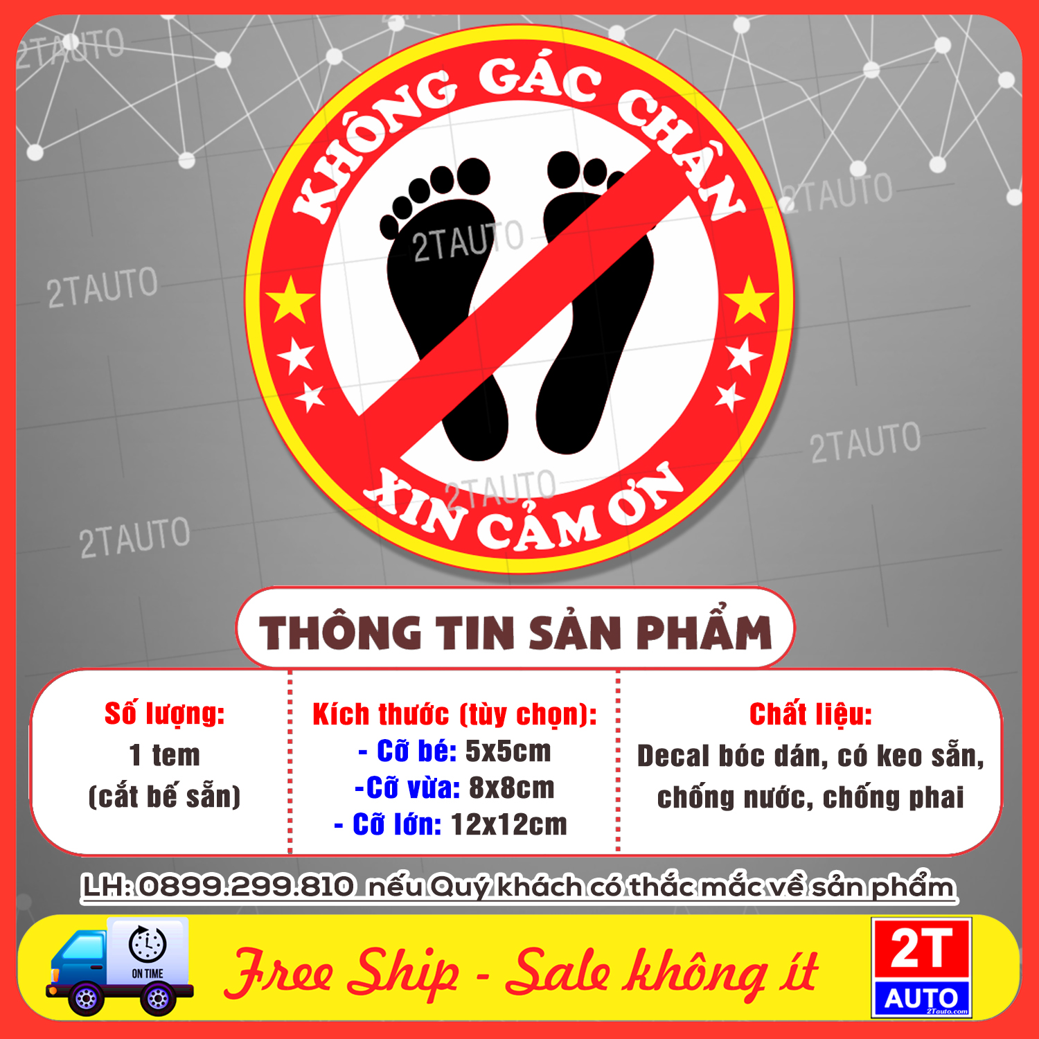 Logo tem decal không gác chân , đừng gác chân dán ô tô xe hơi, có keo dán sẵn, chống nước 100%, nhắc nhở không gác chân trên xe