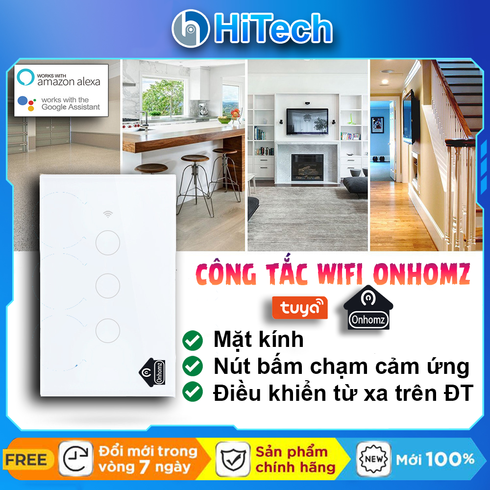 Công tắc wifi thông minh Tuya Smartlife Onhomz công suất tối đa 900w 1,2,3,4 nút, công tắc cảm ứng thông minh điều khiển bằng điện thoại
