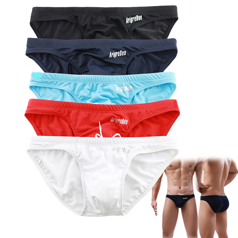 Quần bơi nam quần bơi bikini cạp trễ quần bơi ngắn quần bơi quần bơi dây rút mặc đi biển thoải mái