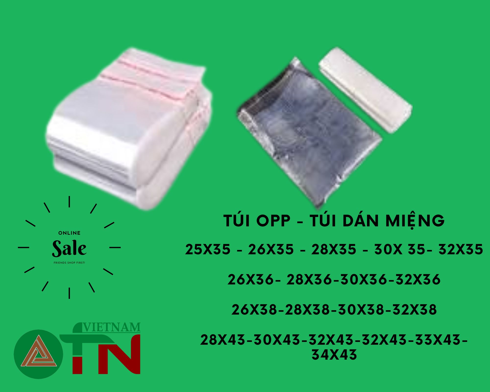 Túi nilon keo dán miệng opp trong suốt, túi, bọc kiếng, đóng gói, đựng phụ kiện, quần áo – 5 giây