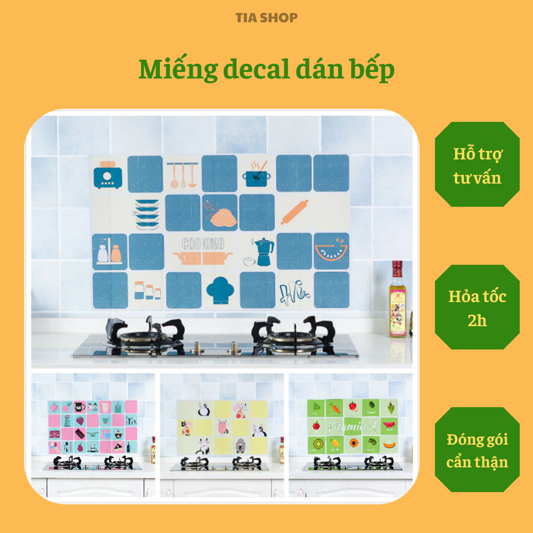Miếng giấy dán nhà bếp cách nhiệt chống dầu mỡ - decal dán bếp