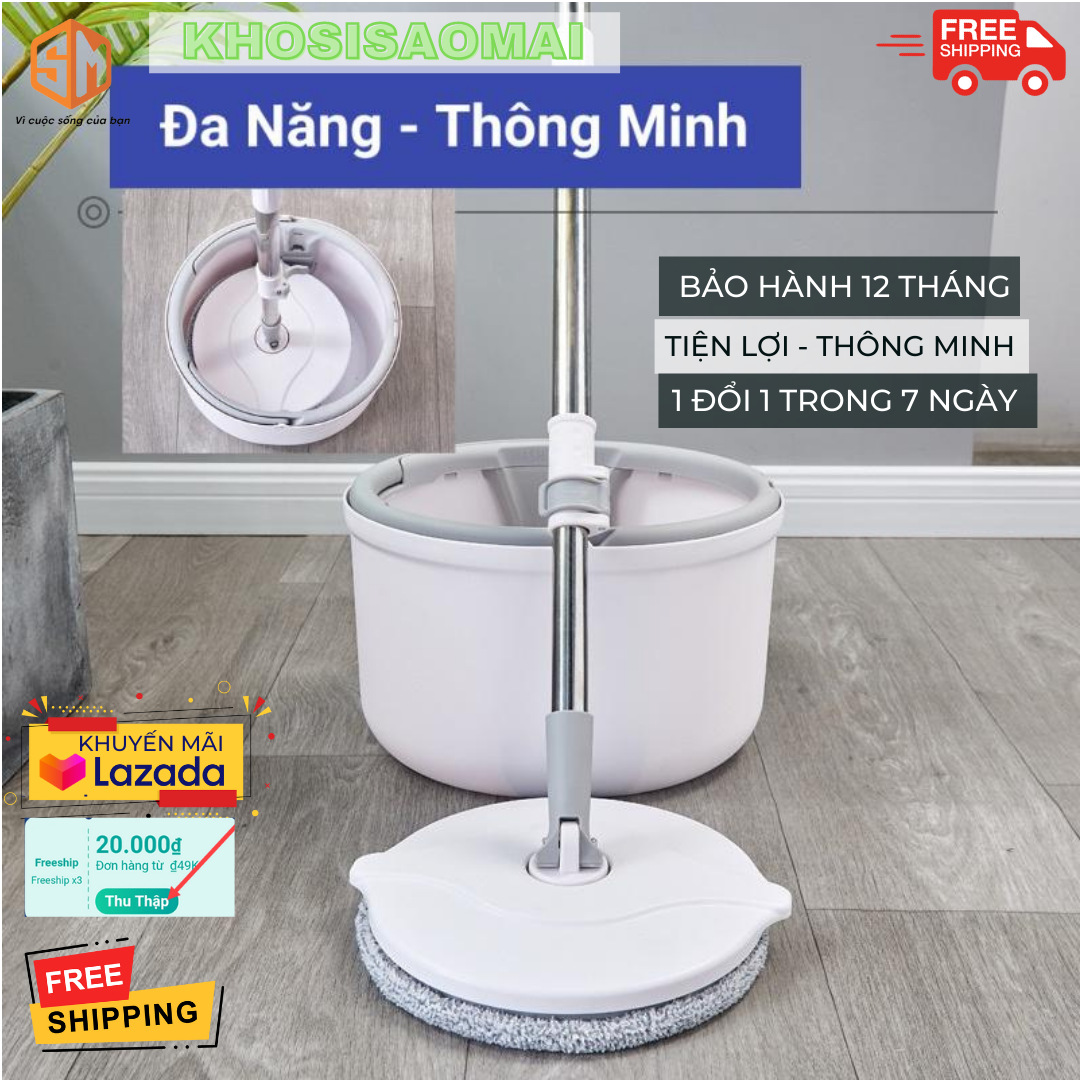 Bộ chổi lau nhà thông minh tách nước k9 xoay 360 độ, mạnh gấp 3 lần, cây lau nhà thông minh tách sạch nước bẩn có vòi xả