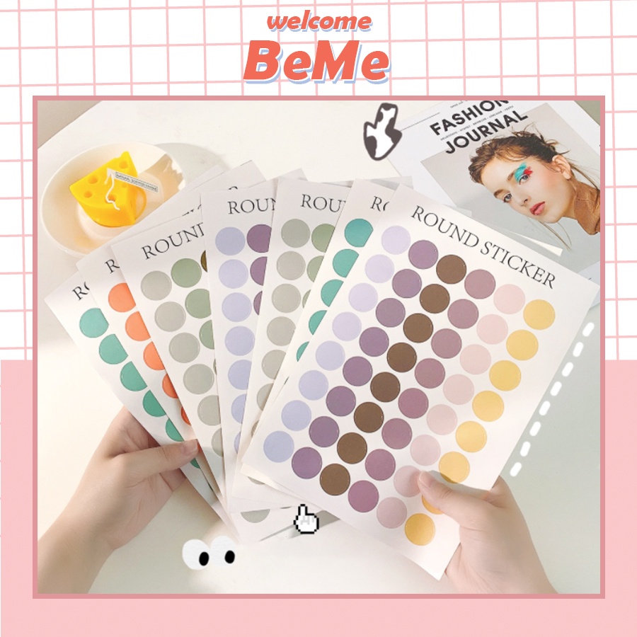Set 48 miếng sticker chấm tròn vintage nhiều màu sắc