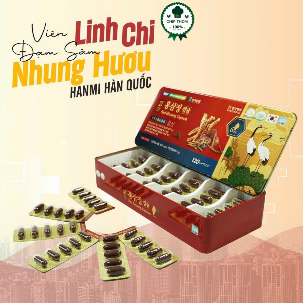 Viên Đạm Sâm Nhung Hươu Linh Chi Đông Trùng - Hộp 120 viên