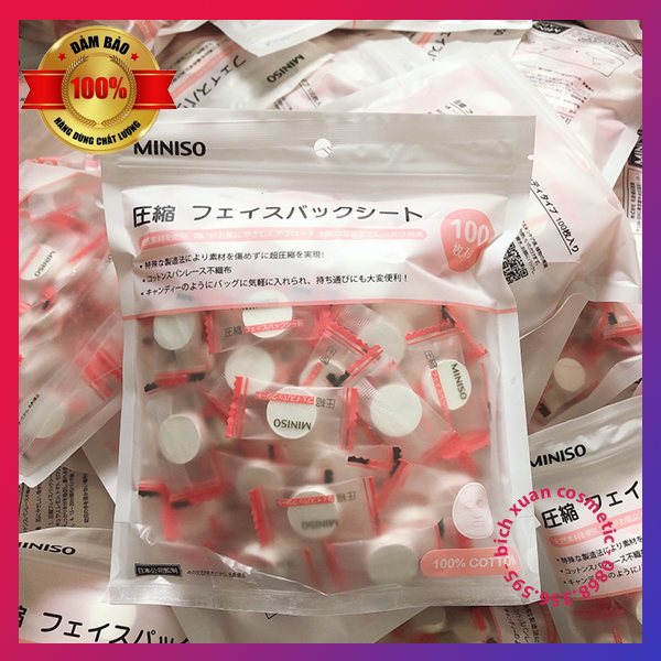 Mặt Nạ Giấy Dạng Viên Nén Miniso Nhật Bản Túi 95 Viên Tiện Dụng