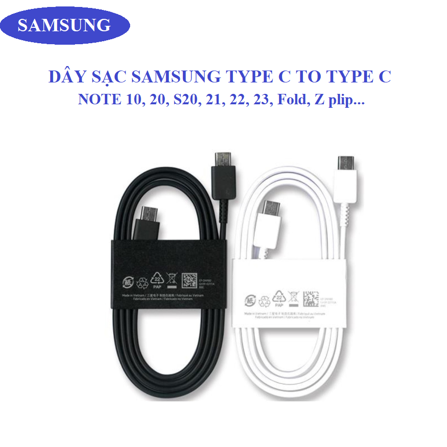 Day sạc Samsung type C to Type C zin bóc máy