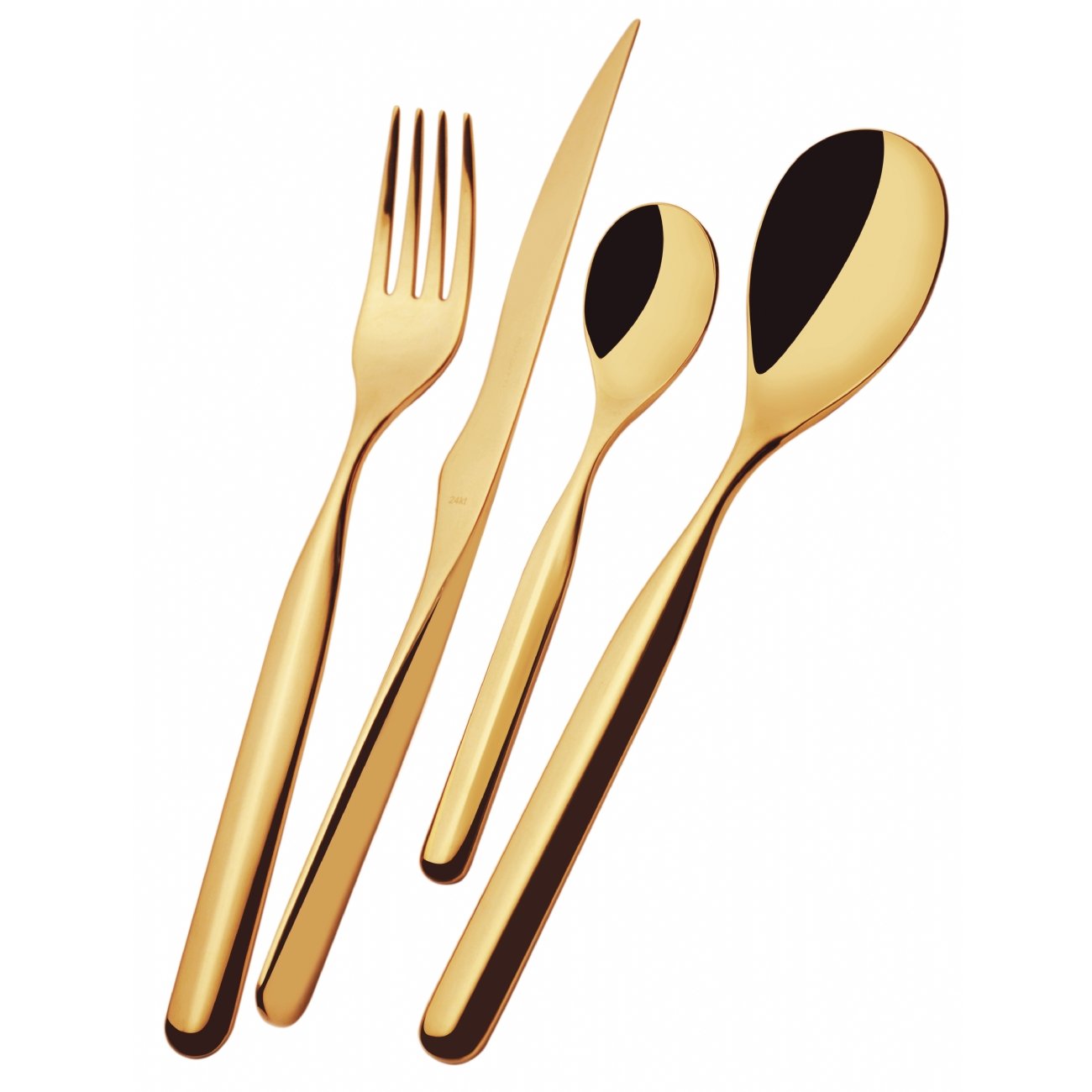 Bộ 4 món dao muỗm nĩa beefsteak bít tết inox cao cấp mạ vàng hàng dày đẹp