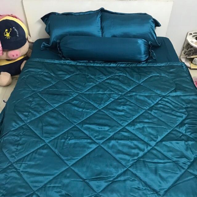Bộ chăn drap phi lụa cao cấp 1m6 x 2m