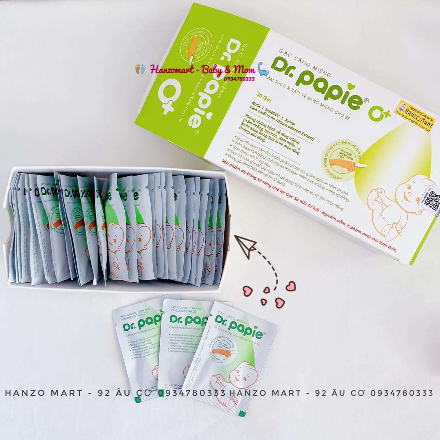 Gạc rơ lưỡi Dr Papie hộp 30 gói