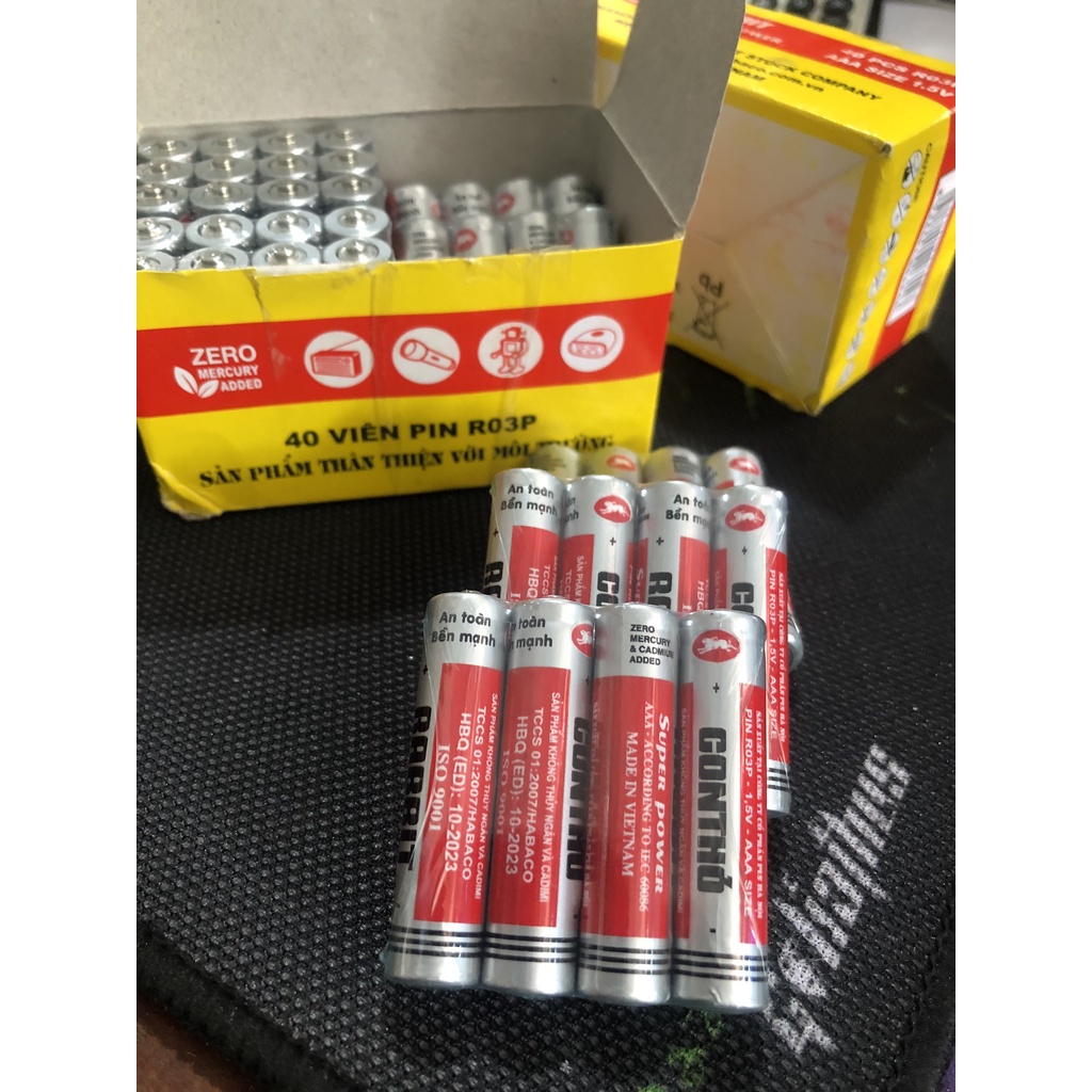 Pin con thỏ 3a - pin điều khiển aaa 1 hộp 40 viên