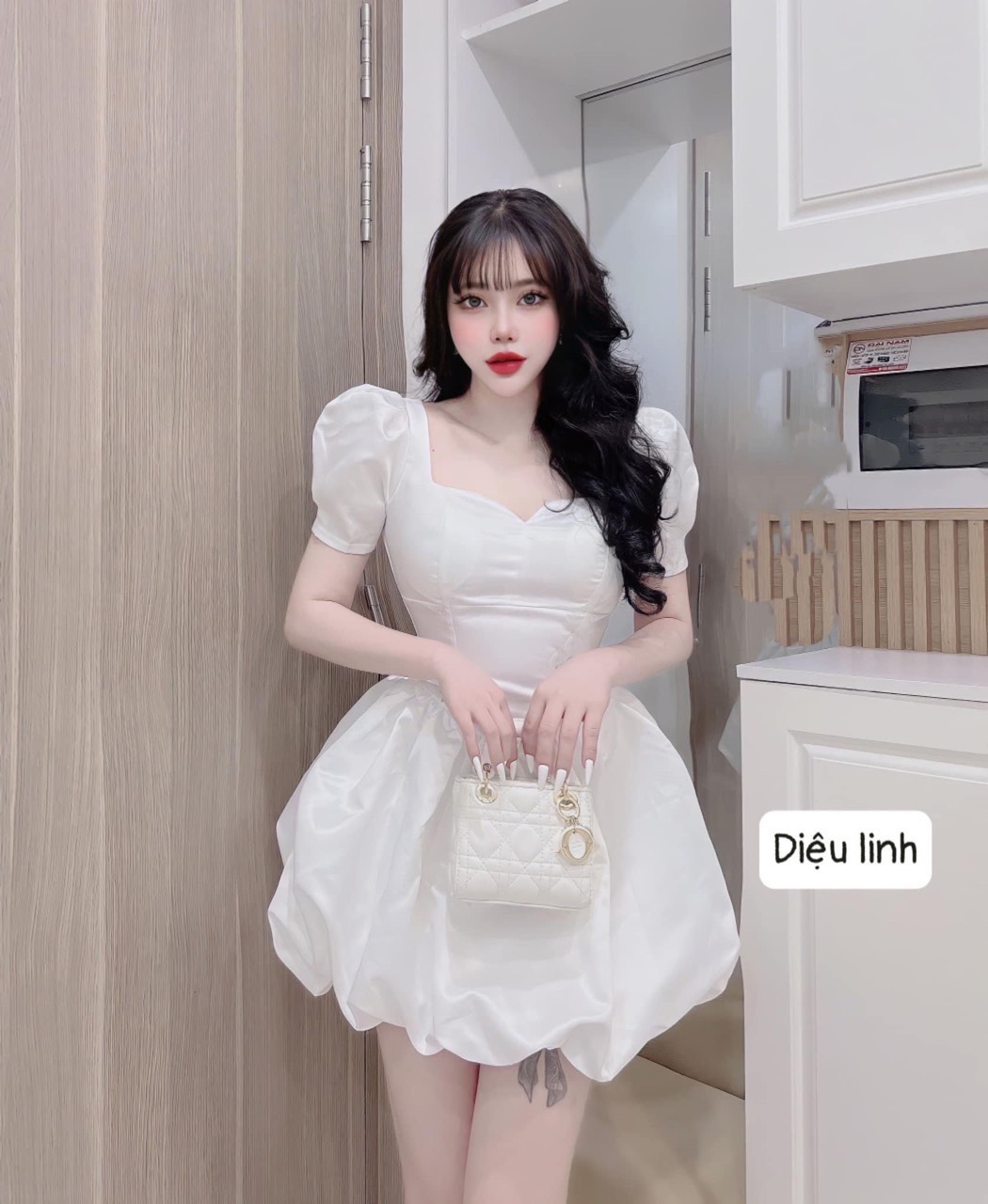 Đầm tapta bí ngô có mút kèm lót quần dáng xòe tay phòng cực xinh