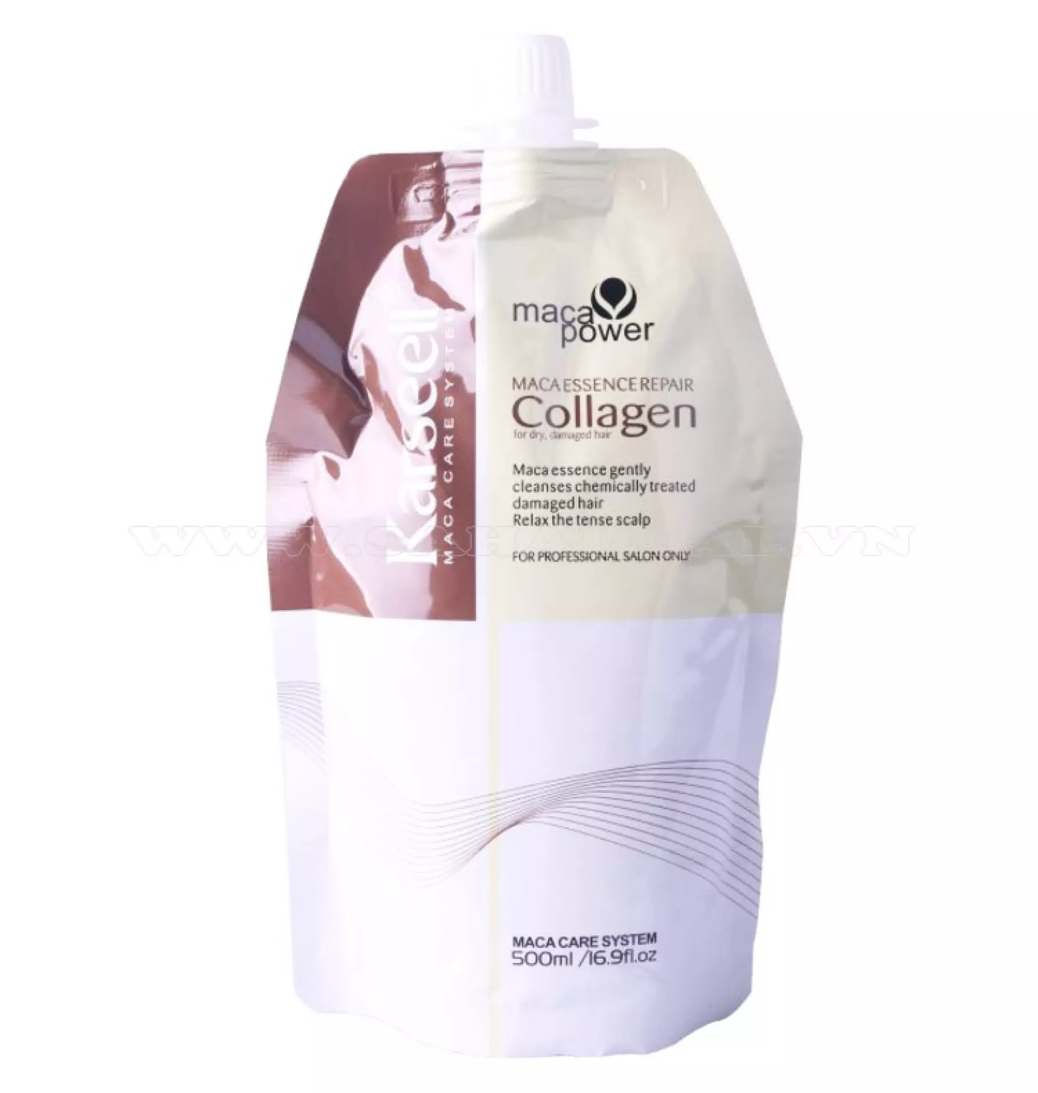 [Siêu rẻ tặng kèm hộp 100 Miếng Bông Tẩy Trang Cotton Chất Lượng Cao Bioaqua] KEM Ủ TÓC KARSEEL MACA POWER - MACA ESSENCE REPAIR COLLAGEN FOR DRY & DAMAGED HAIR 500ML - HAKII