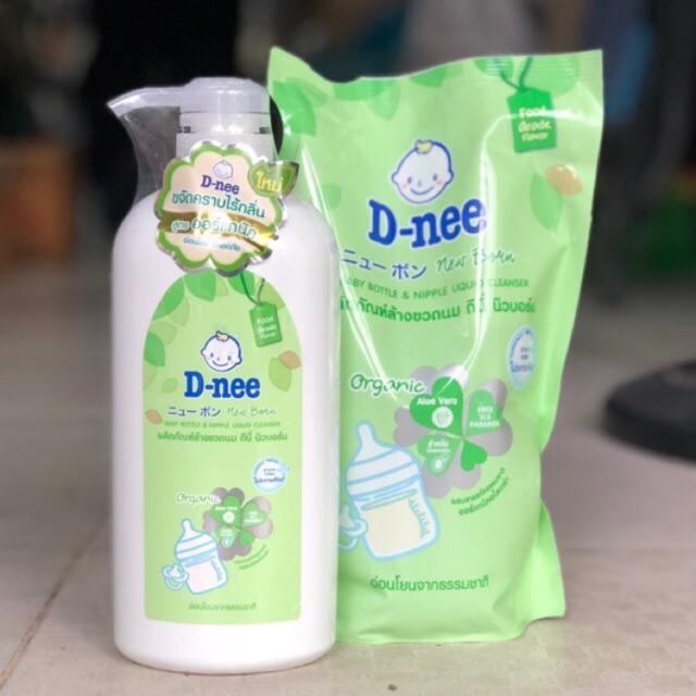 Combo chai và bịch nước rửa bình sữa và rau củ dnee thái lan 620ml + 400ml