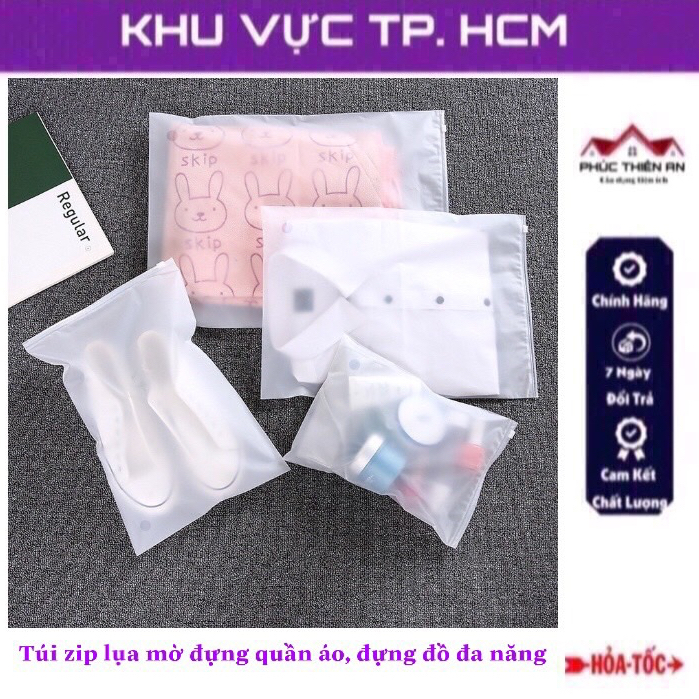 Túi zip lụa mờ đựng quần áo, đựng đồ đa năng có khoá kéo tiện dụng