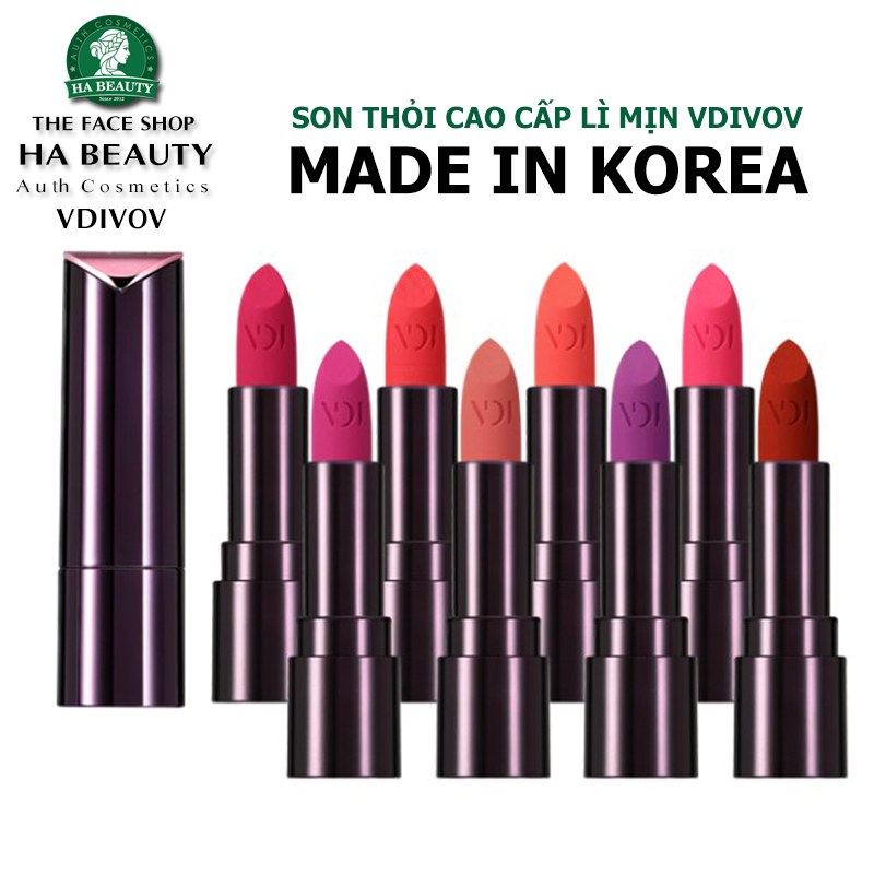 Son thỏi lì mịn cao cấp hàn quốc vdivov lip cut rouge velvet