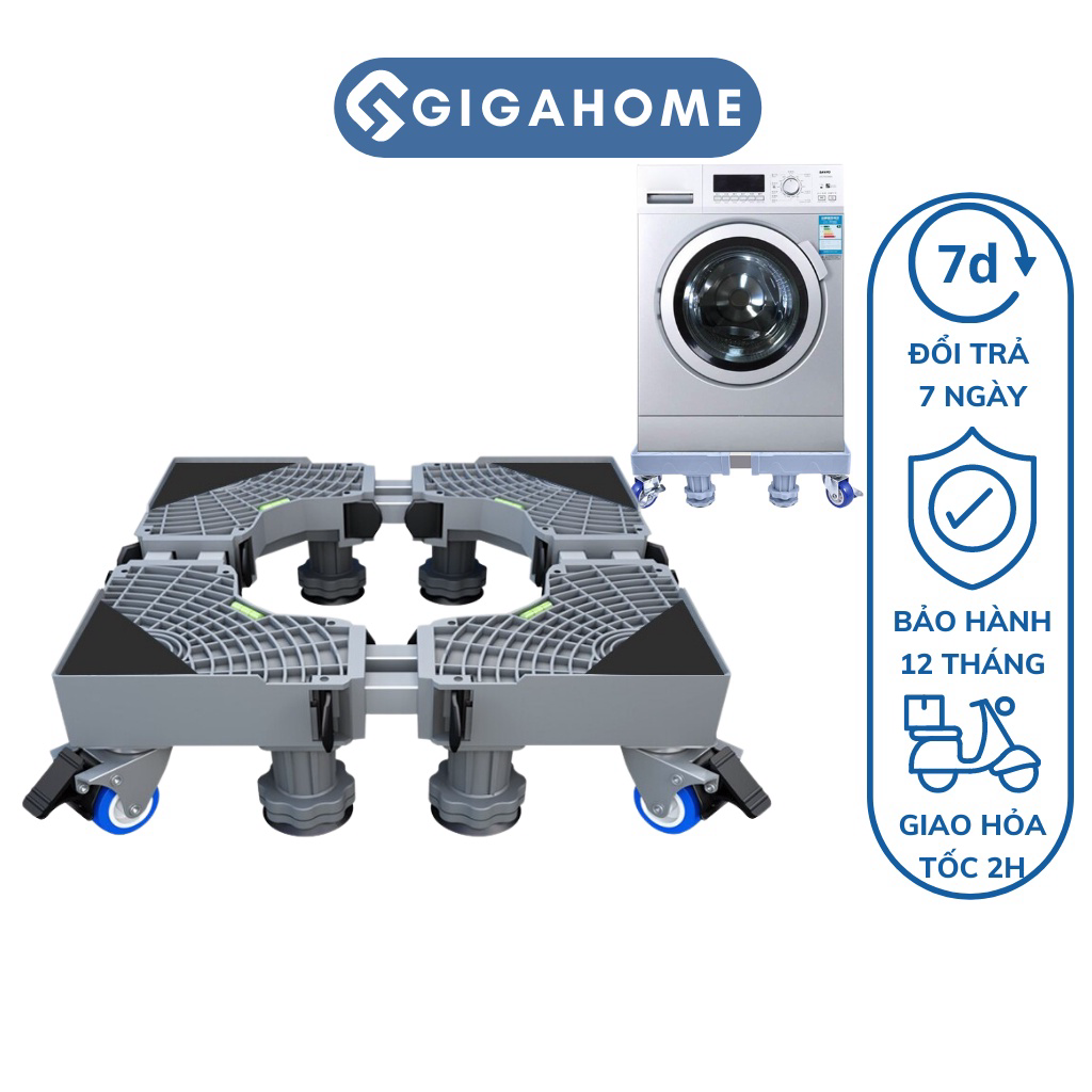 Chân đế kê máy giặt, tủ lạnh gigahome 4 bánh xe chống rung, điều chỉnh kích thước 9681