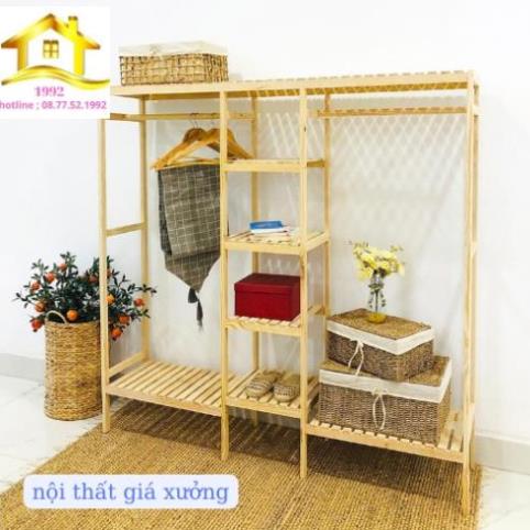 Tủ Treo Quần Áo,Kệ, Giá Treo Quần Áo lắp ráp,Gỗ Thông (Giá Xưởng )
