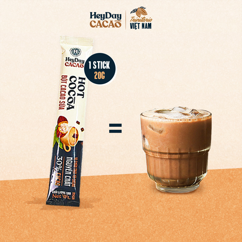 [Gói 20g] Bột Cacao Sữa Heyday KHÔNG Cholesterone - Gói Tiện Lợi 20g - Đậm vị socola nguyên bản - Không dùng hương liệu - Heyday Cacao