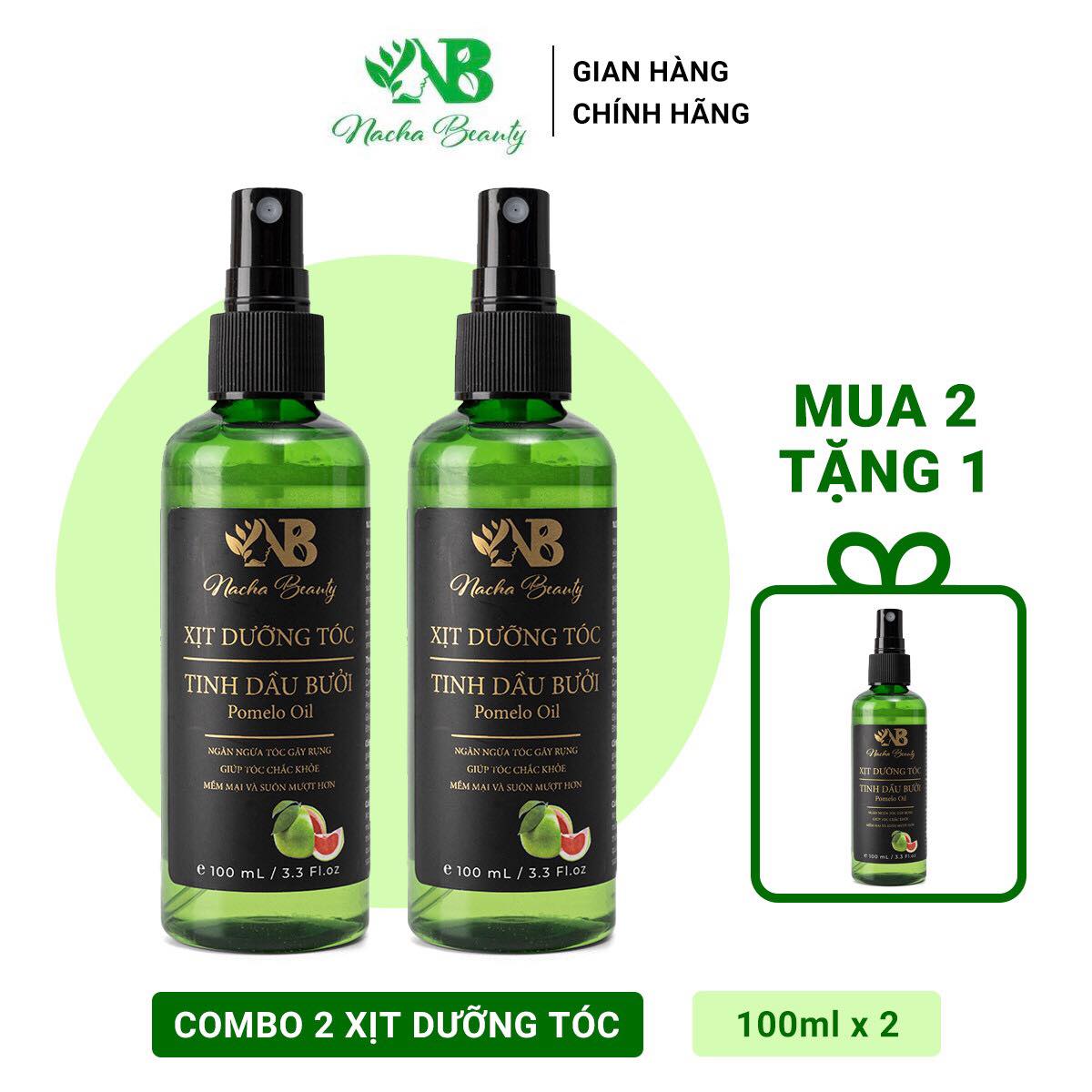 [HCM]BỘ 2 CHAI Tinh dầu bưởi dưỡng tóc dạng xịt Pomelo Nacha Beauty 100ml  tặng khẩu trang