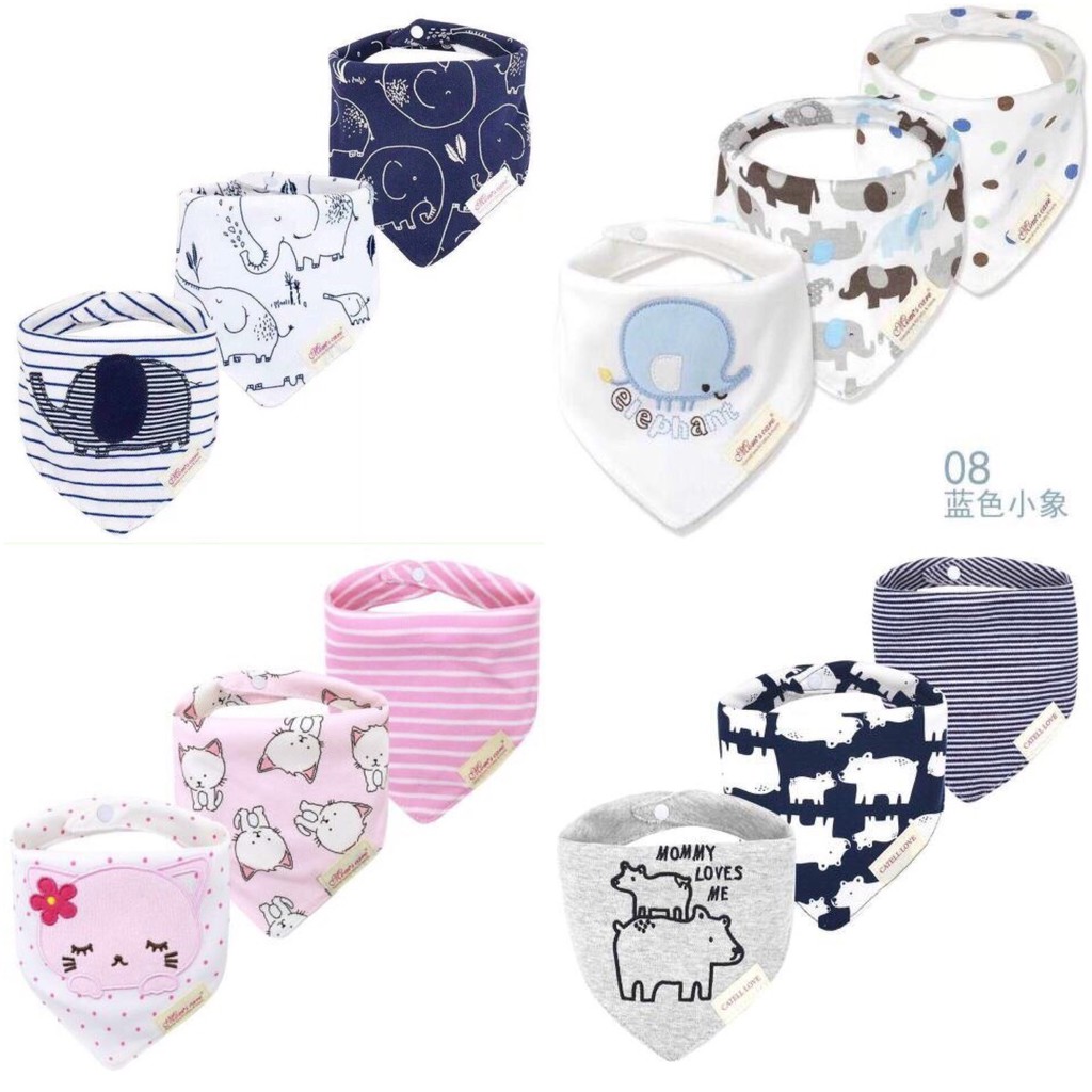 Set 3 yếm tam giác cotton Mom's care