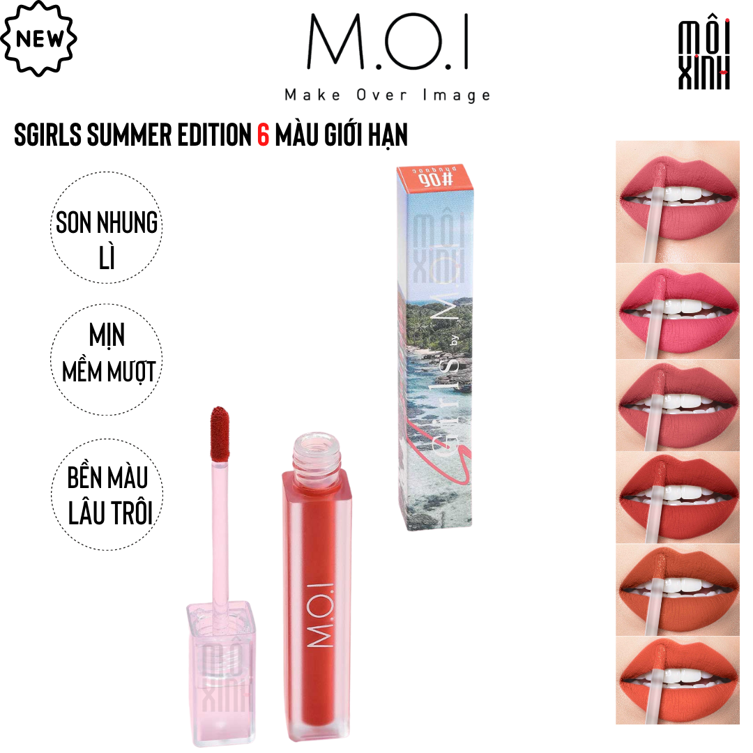 Son Nhung Lì Sgirls Summer Edition MOI Hồ Ngọc Hà - Son Nhung Sgirls M.O.I Cosmetics Mềm Mịn Lâu Trôi -Son Moi Ho Ngoc Ha - Môi Xinh Store