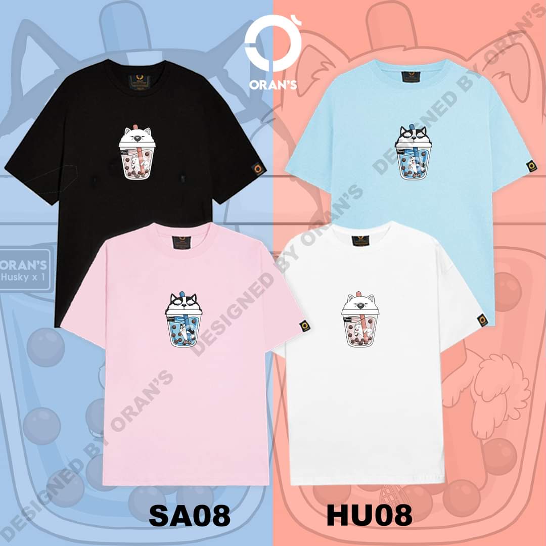 Áo đôi, set áo đôi in nhiệt hình boss trắng và boss ngáo cực cute